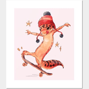 Skater Gecko Posters and Art